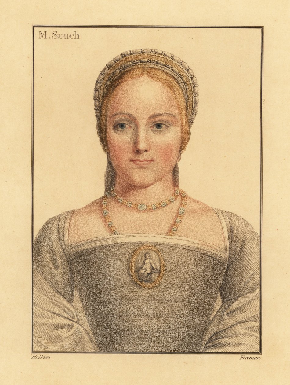Mary Zouch, dama oczekująca na Jane Seymour., 1812 (rycina) autorstwa Hans (after) Holbein the Younger