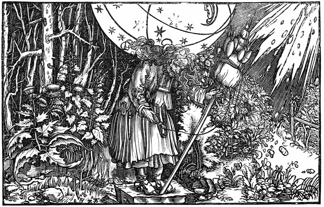 Stara kobieta (czarownica lub wróżka) przędząca autorstwa Hans (after) Holbein the Younger