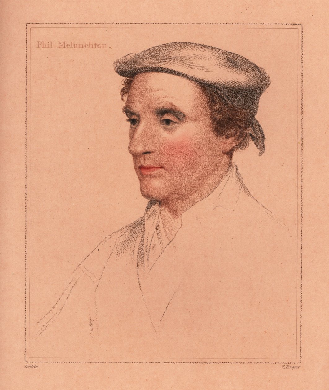 Philip Melanchton lub niezidentyfikowany mężczyzna., 1812 (grawerowanie) autorstwa Hans (after) Holbein the Younger