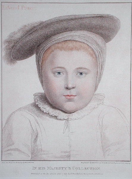 Portret Edwarda VI (1537-53) rytowany przez Francesco Bartolozziego (1727-1815) 1796 (grafika) autorstwa Hans (after) Holbein the Younger