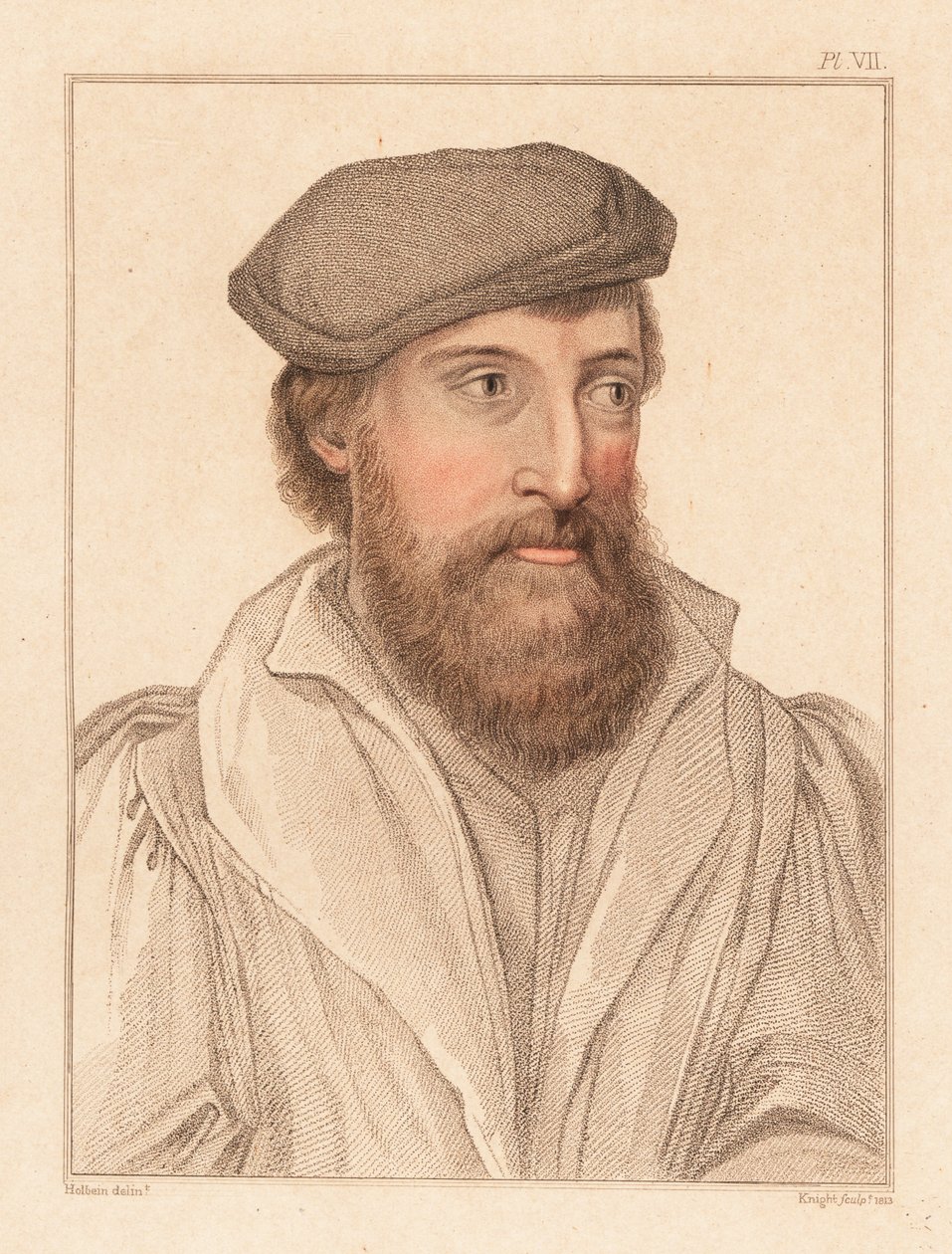 Portret nieznanego mężczyzny, dwór króla Henryka VIII, ok. 1532.,1812 (grawerowanie) autorstwa Hans (after) Holbein the Younger