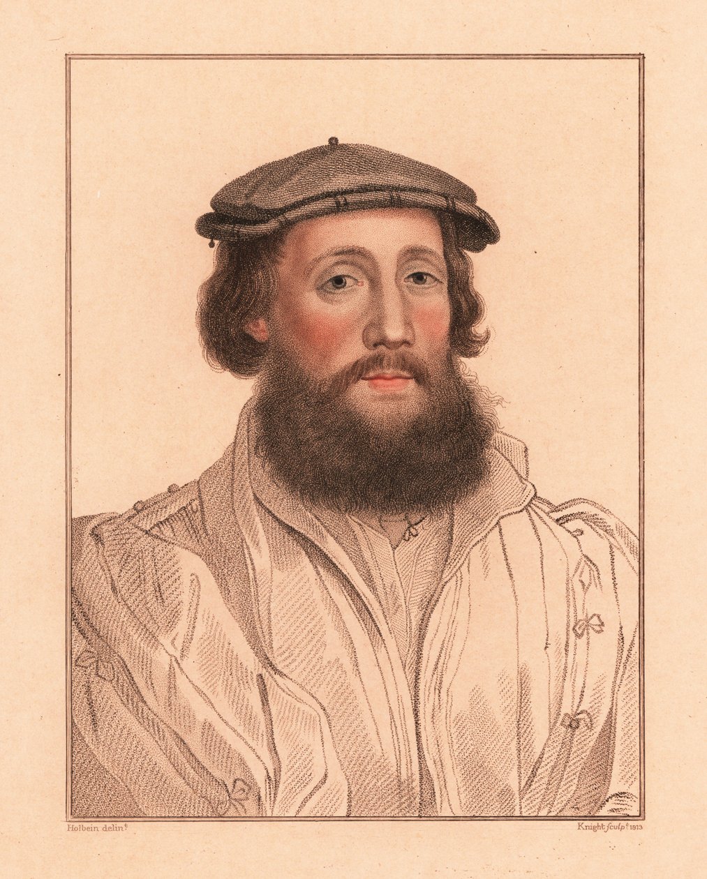 Portret nieznanego mężczyzny, dwór króla Henryka VIII, ok. 1532.,1812 (grawerowanie) autorstwa Hans (after) Holbein the Younger