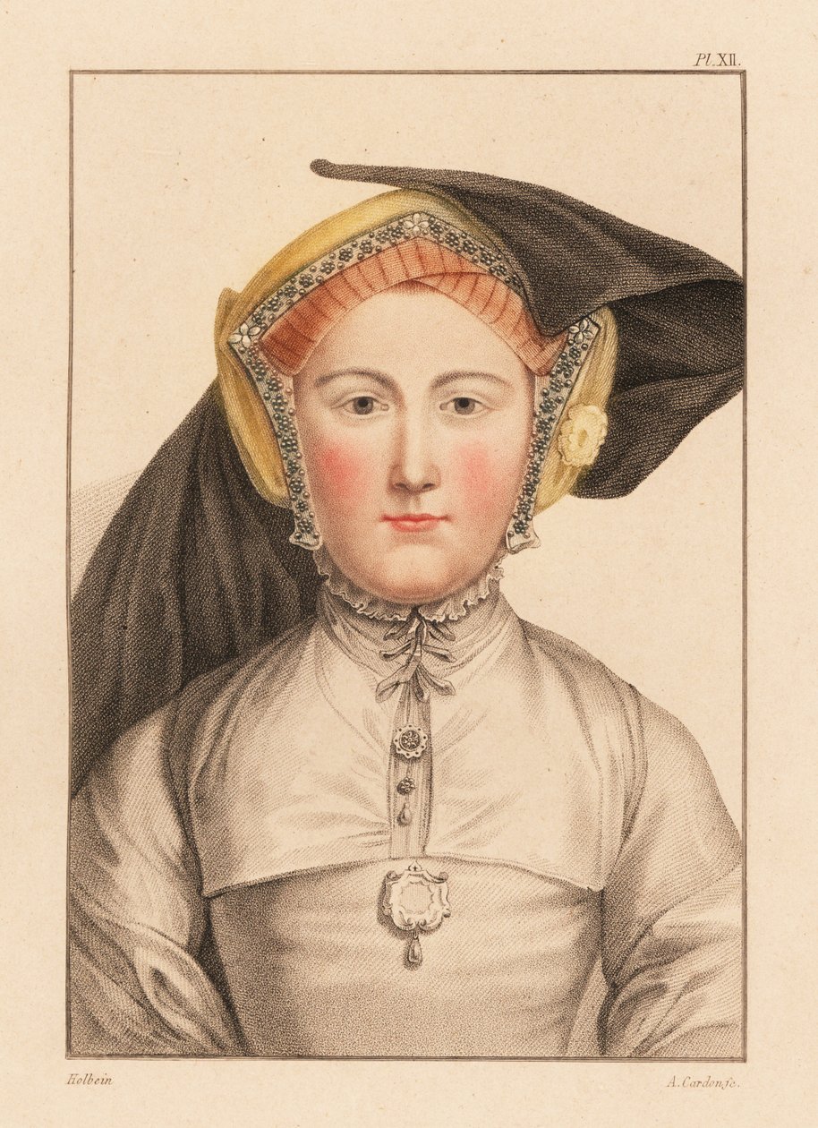 Portret nieznanej kobiety z dworu króla Henryka VIII, 1812 (rycina) autorstwa Hans (after) Holbein the Younger