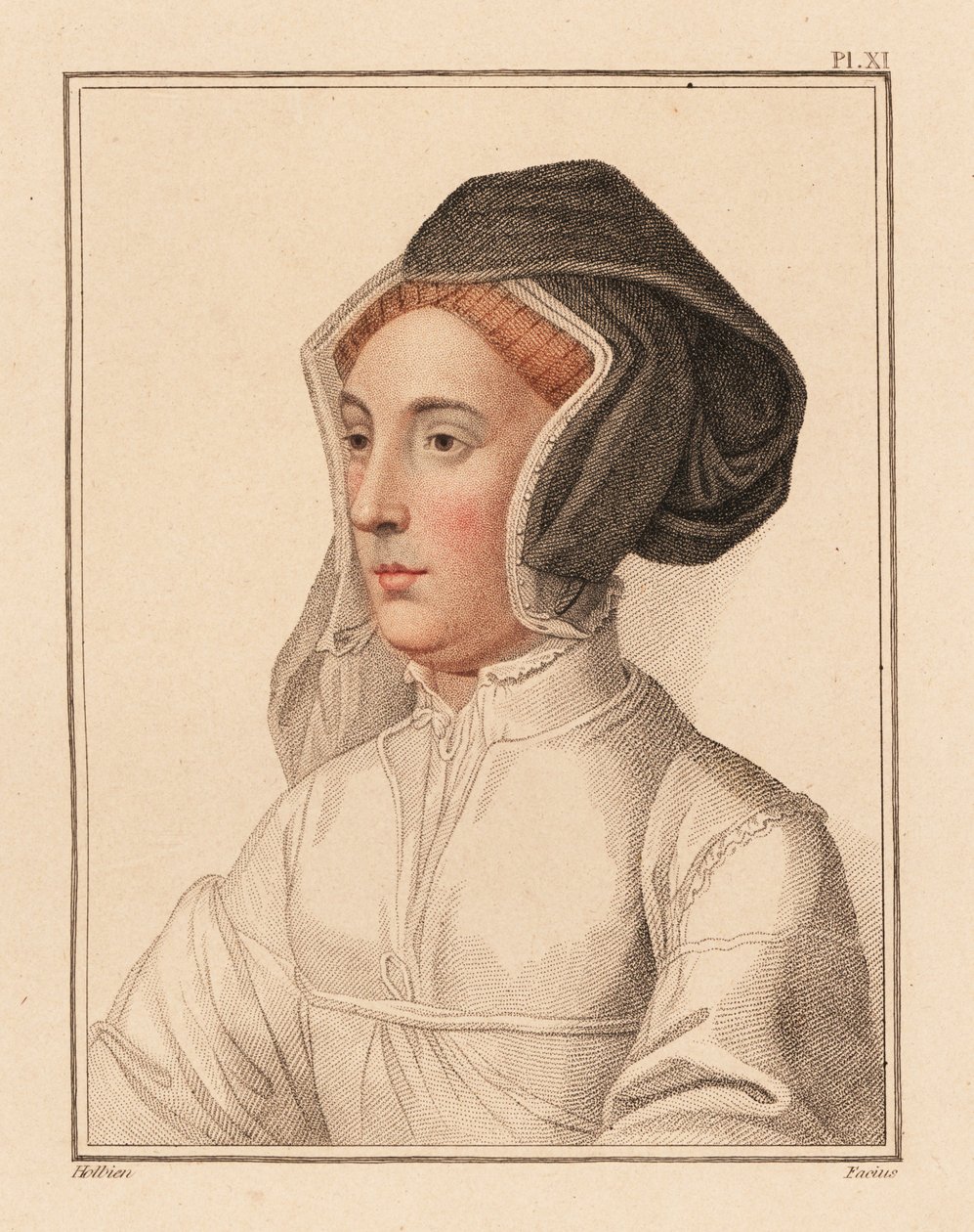 Portret nieznanej kobiety z dworu króla Henryka VIII, 1812 (rycina) autorstwa Hans (after) Holbein the Younger