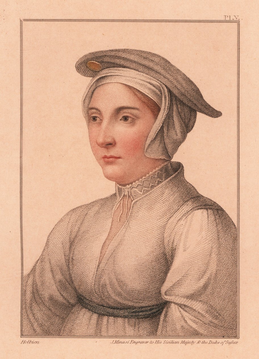 Портрет неизвестной женщины при дворе короля Генриха VIII.,1812 г. (гравюра)польск. autorstwa Hans (after) Holbein the Younger