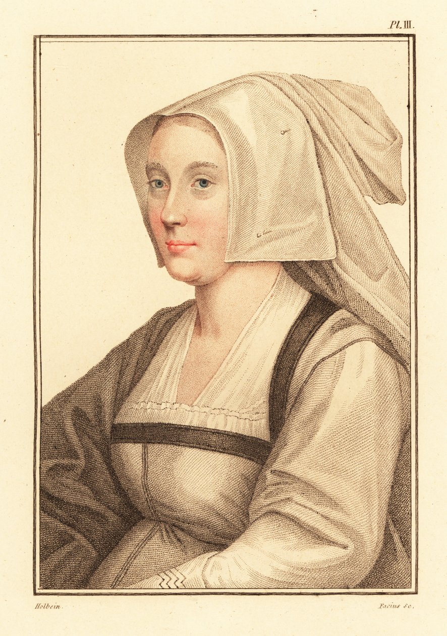 Portret nieznanej kobiety z dworu króla Henryka VIII, 1812 (rycina) autorstwa Hans (after) Holbein the Younger