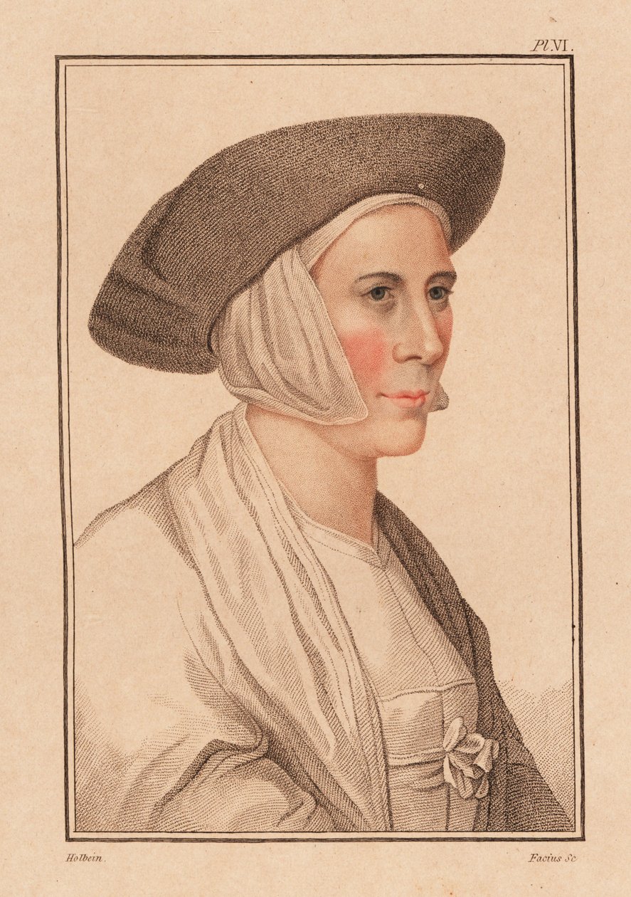 Portret nieznanej kobiety z dworu króla Henryka VIII, 1812 (rycina) autorstwa Hans (after) Holbein the Younger