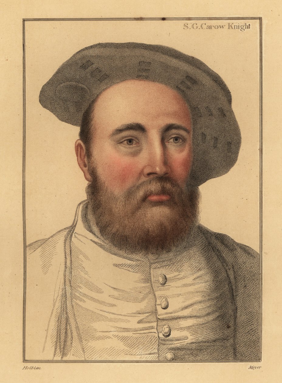 Sir George Carew, angielski żołnierz, admirał Henryka VIII, 1812 (rycina) autorstwa Hans (after) Holbein the Younger