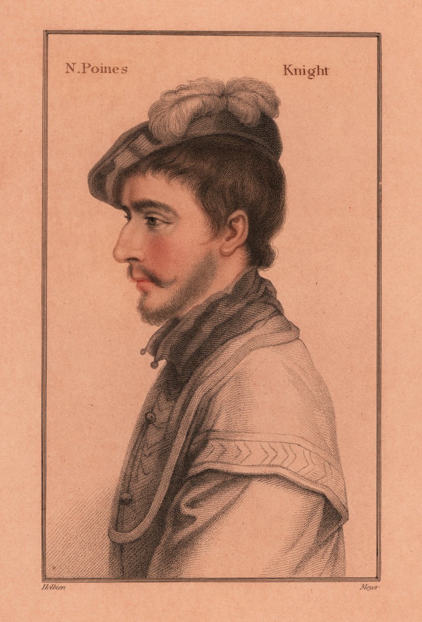Sir Nicholas Poyntz (ok. 1528-1556), angielski dworzanin, 1812 (rycina) autorstwa Hans (after) Holbein the Younger