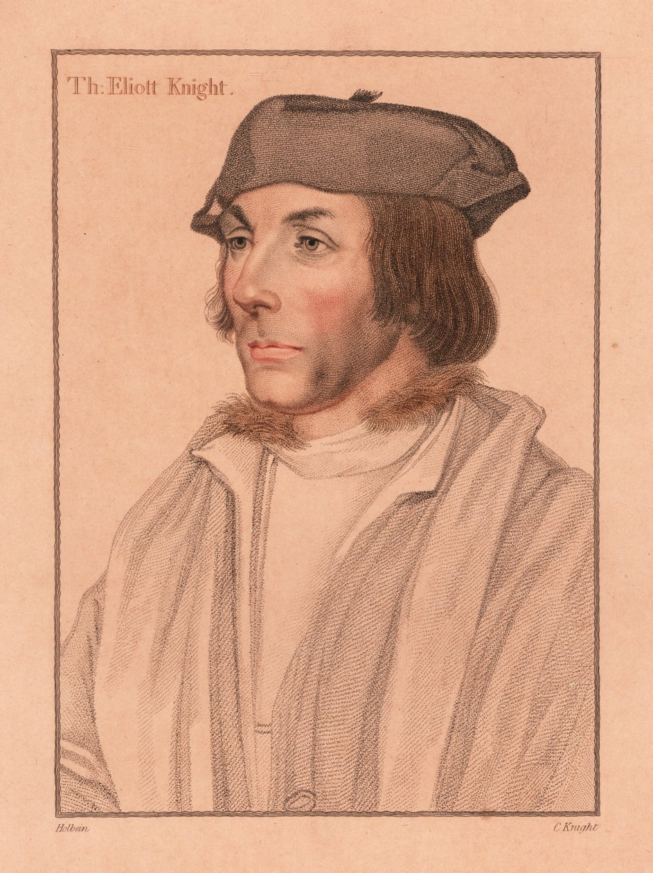 Sir Thomas Elyot, angielski dyplomata i uczony, 1812 (rycina) autorstwa Hans (after) Holbein the Younger