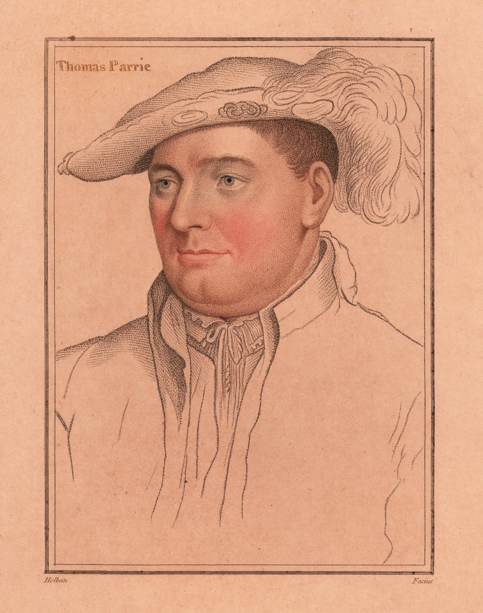 Sir Thomas Parry, kontroler gospodarstwa domowego Elżbiety I., 1812 (grawerowanie) autorstwa Hans (after) Holbein the Younger