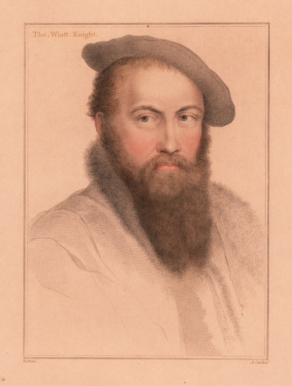 Sir Thomas Wyatt, angielski ambasador i poeta, 1812 (rycina) autorstwa Hans (after) Holbein the Younger