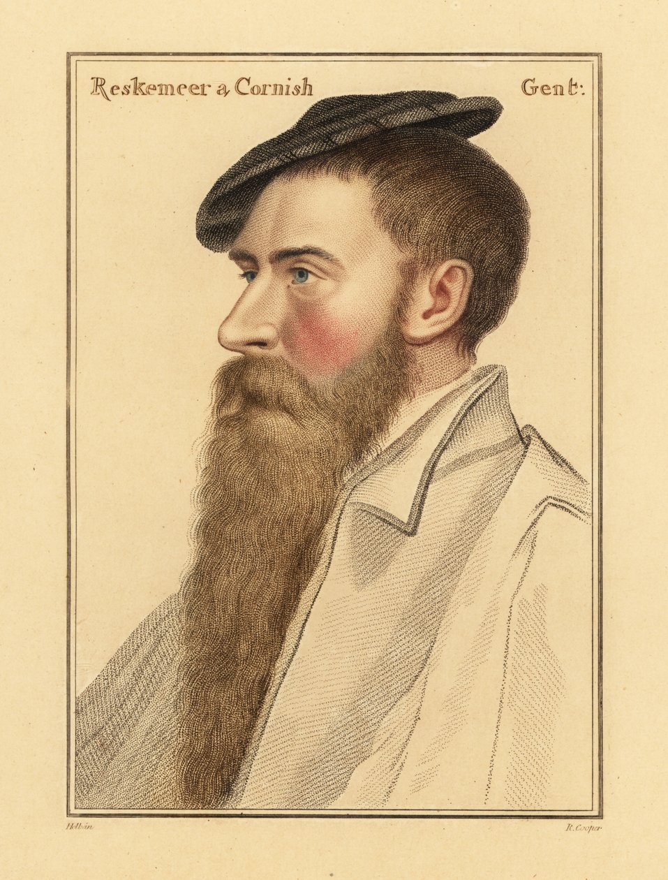 William Reskimer, cortesão do rei Henrique VIII. ,1812 (gravura)polonês autorstwa Hans (after) Holbein the Younger