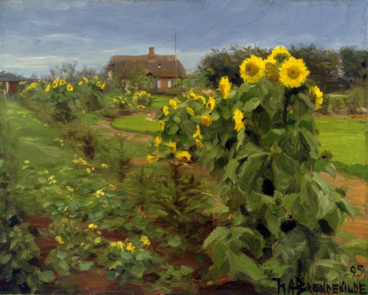 H.A.Brendekilde, Sonnenblumenblüte autorstwa Hans Andersen Brendekilde