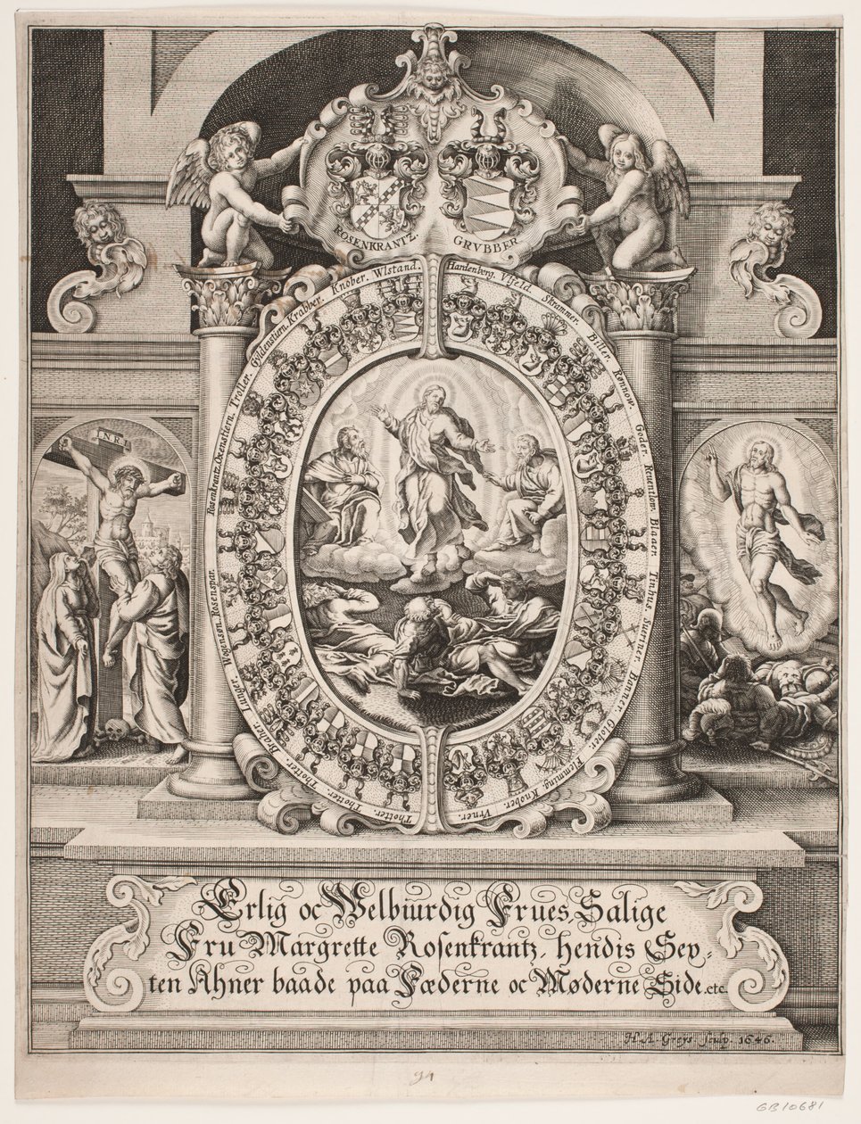 Wyjaśnienie Chrystusa. Otoczony tarczami Margrethe Rosenkrantz autorstwa Hans Andreas Greys