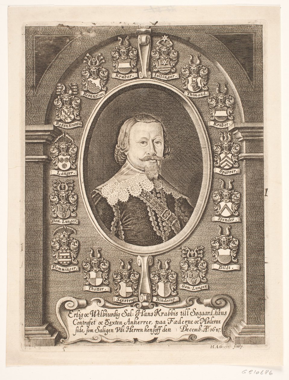 Hans Krabbe do Søgård. Z kazania pogrzebowego 1648 autorstwa Hans Andreas Greys