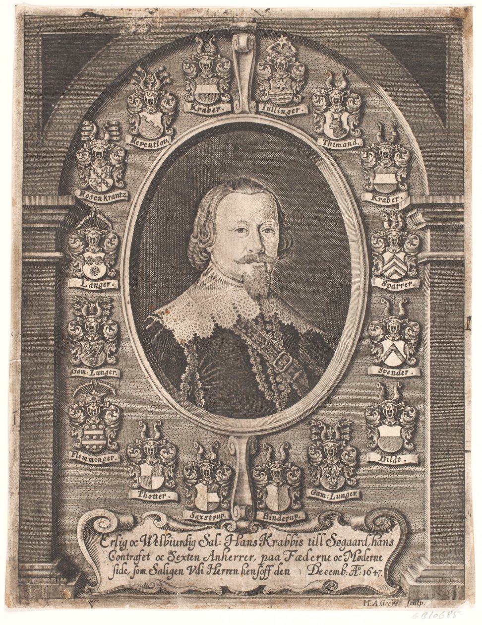 Hans Krabbe do Søgård. Z kazania pogrzebowego 1648 autorstwa Hans Andreas Greys