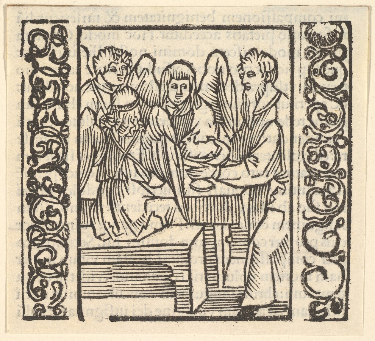 Aniołowie przy stole, ilustracja z Speculum Passionis, 1507, 1507. autorstwa Hans Baldung