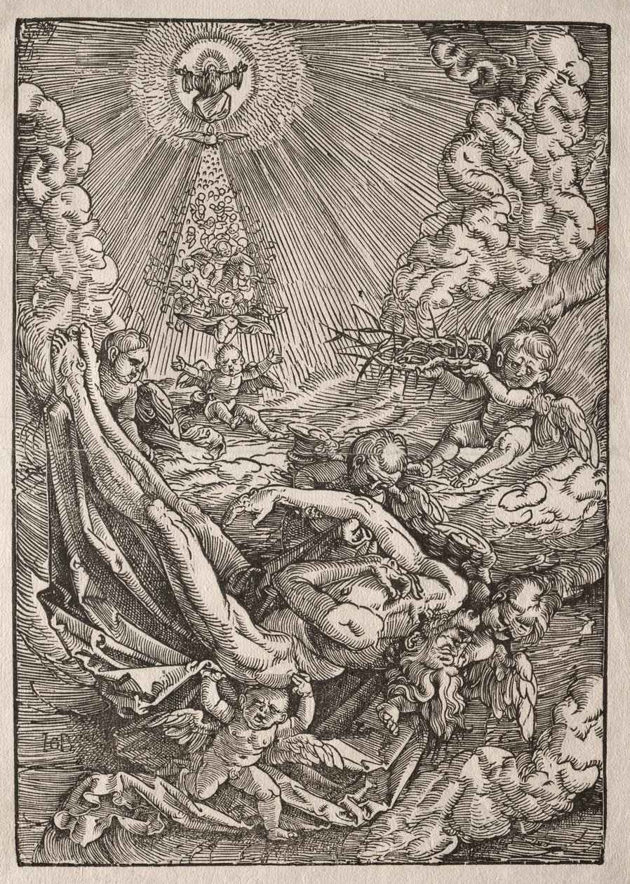 Chrystus zaniesiony do nieba przez anioły autorstwa Hans Baldung