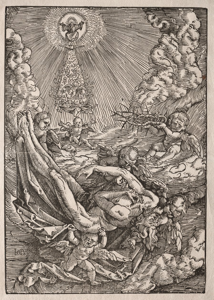 Chrystus zaniesiony do nieba przez anioły, c. 1515-1517. autorstwa Hans Baldung