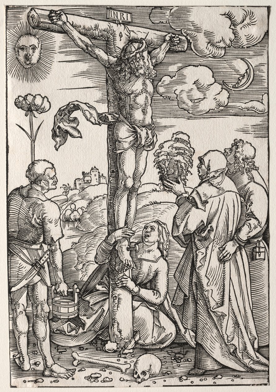Chrystus na krzyżu z Maryją, św. Janem, Marią Magdaleną i św. Szczepanem autorstwa Hans Baldung