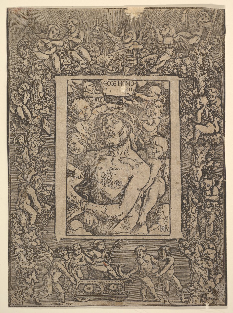 Ecce Homo z ozdobną ramką przedstawiającą triumf Bachusa, 1511. autorstwa Hans Baldung