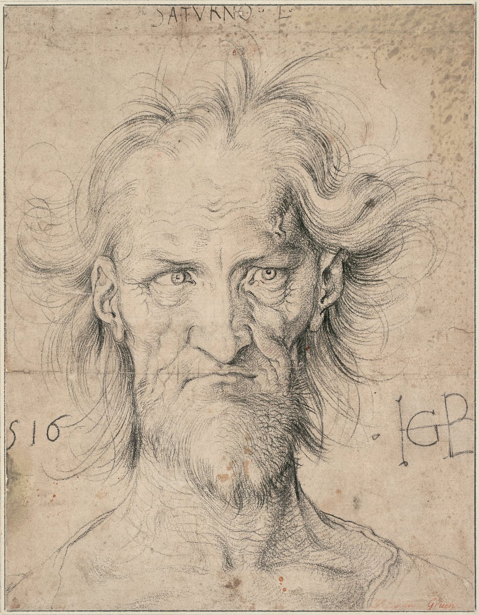 Głowa brodatego starca Saturn, 1516 autorstwa Hans Baldung