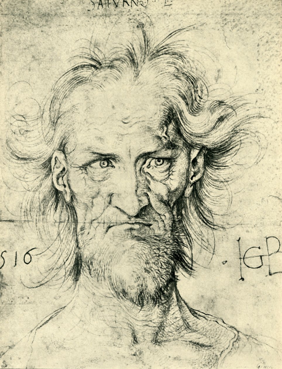 Głowa brodatego starca Saturna, 1516, 1943. autorstwa Hans Baldung
