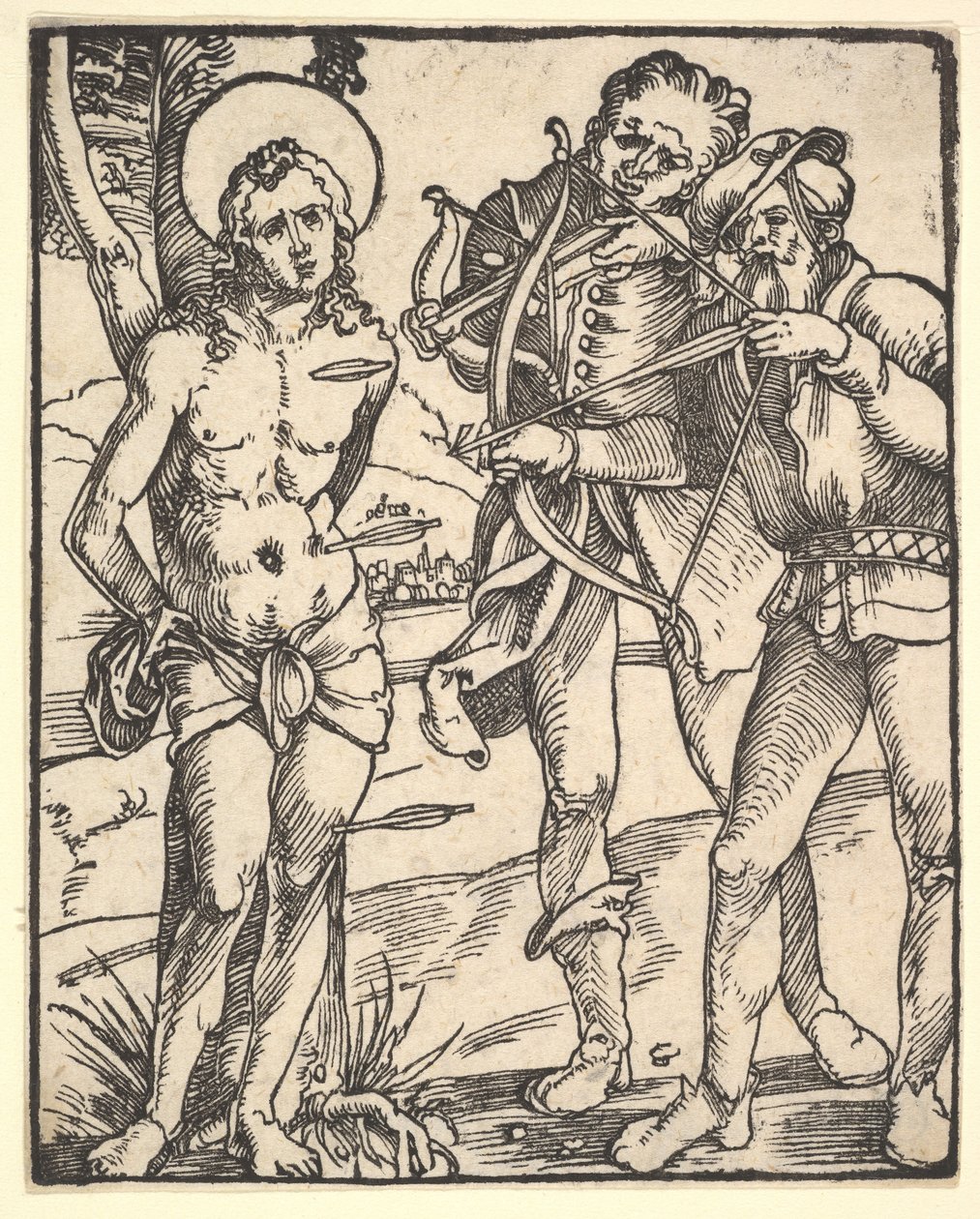 Męczeństwo św. Sebastiana z dwoma kusznikami. autorstwa Hans Baldung