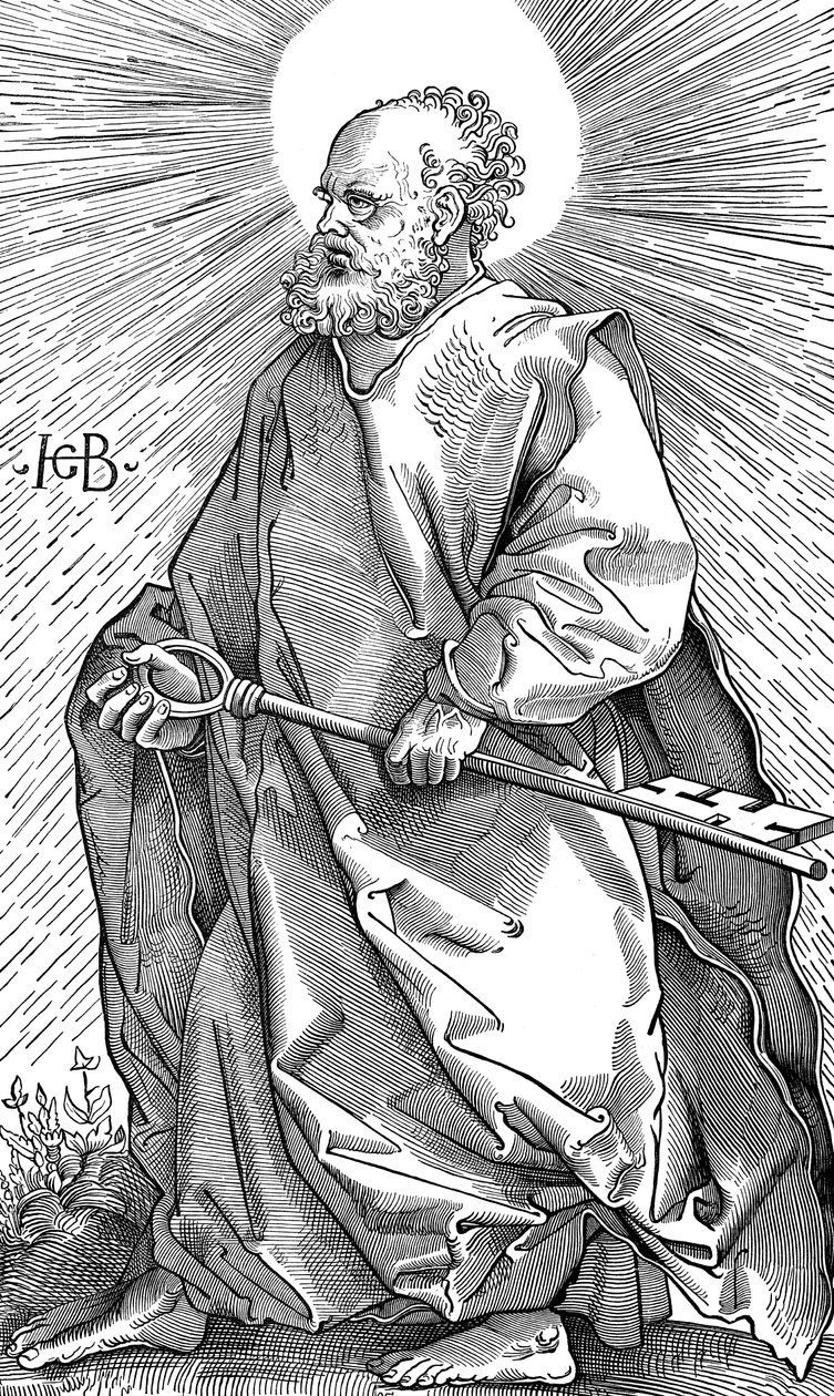 Św. Piotr trzymający swój symbol klucza, c1490-1550 autorstwa Hans Baldung