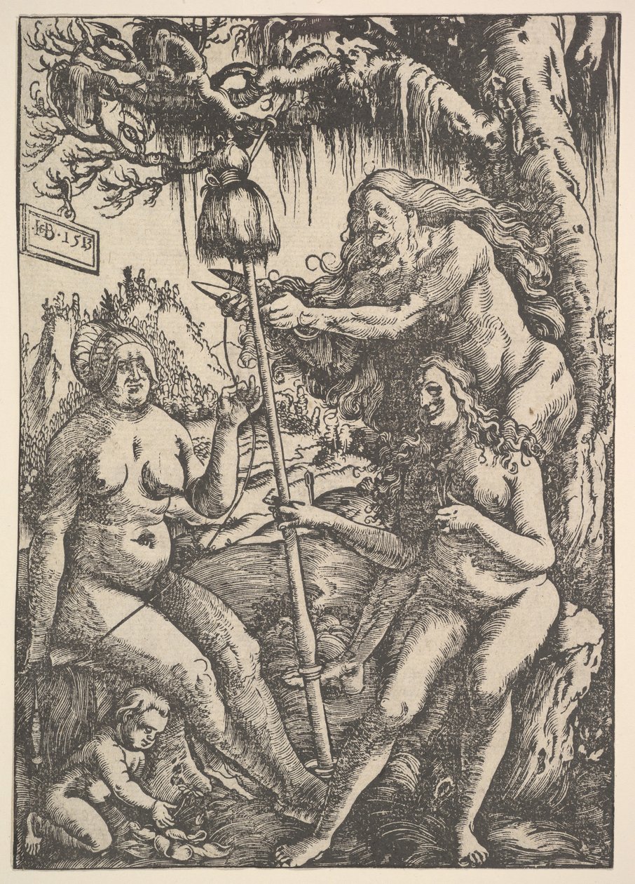 Trzy losy: Lachesis, Atropos i Klotho, 1513. autorstwa Hans Baldung