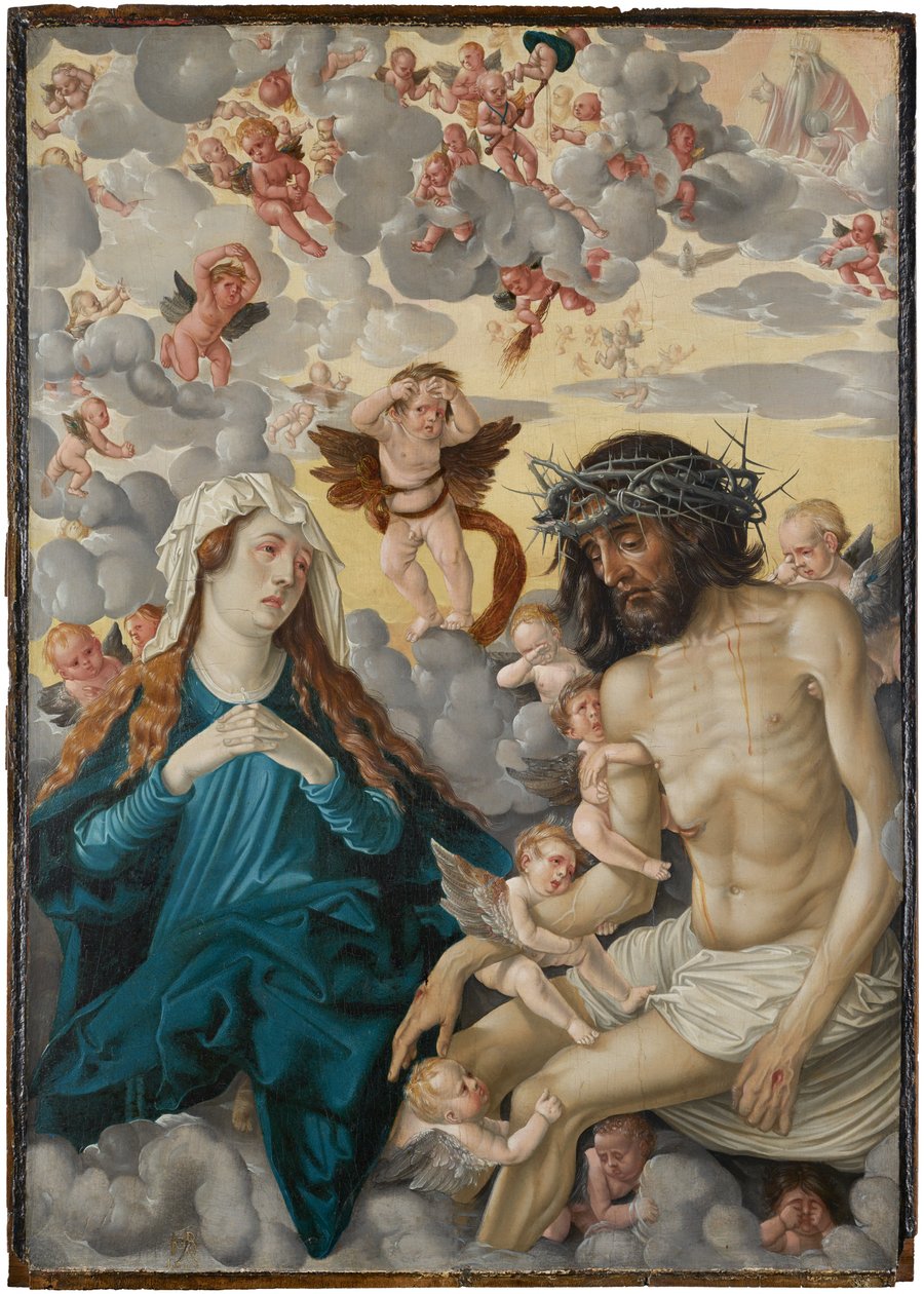 Chrystus jako Mąż Boleści, opłakiwany przez Marię i aniołów autorstwa Hans Baldung Grien