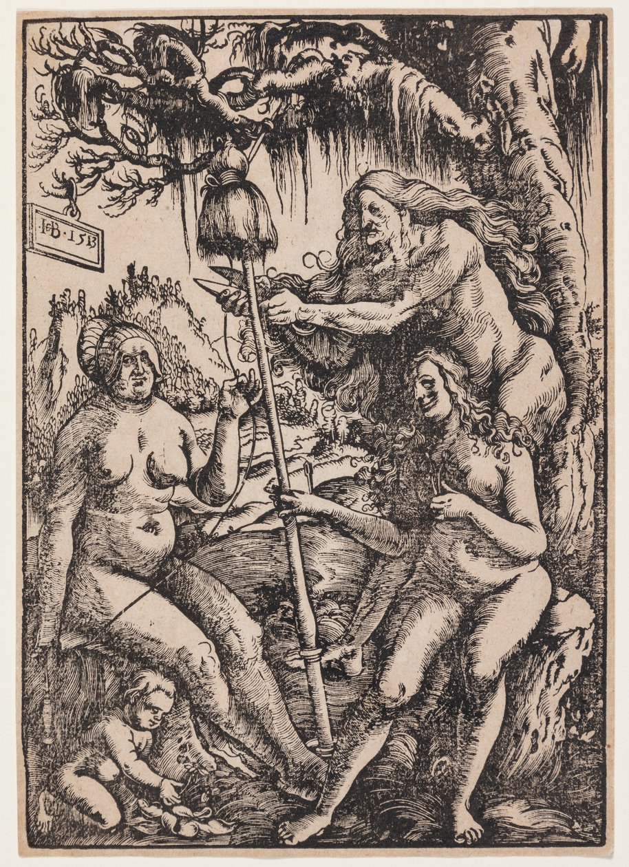 Trzy Mojry: Lachesis, Atropos i Kloto autorstwa Hans Baldung Grien