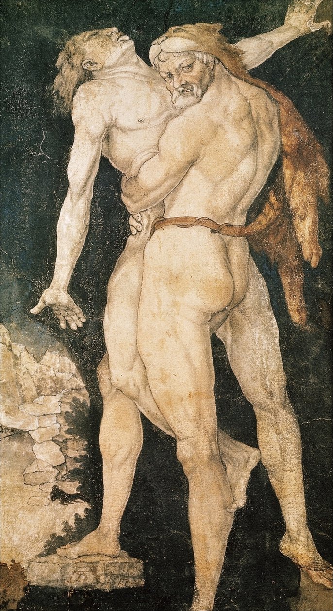 Herakles i Anteusz autorstwa Hans Baldung Grien