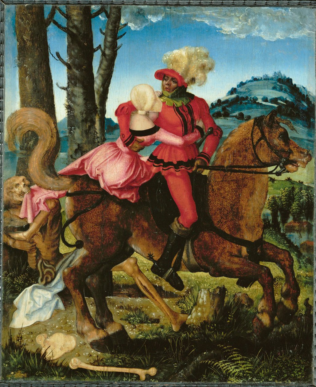 Rycerz, dziewica i śmierć (obraz na drewnie) autorstwa Hans Baldung Grien