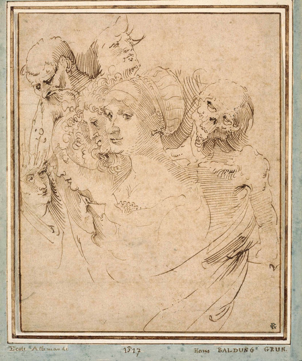 "" La mortpresentee avec sept tetes "" (Śmierć między siedmioma głowami) Dessin de Hans Baldung (Baldung Grien) (1484-1545) vers 1515 Collection privee autorstwa Hans Baldung Grien