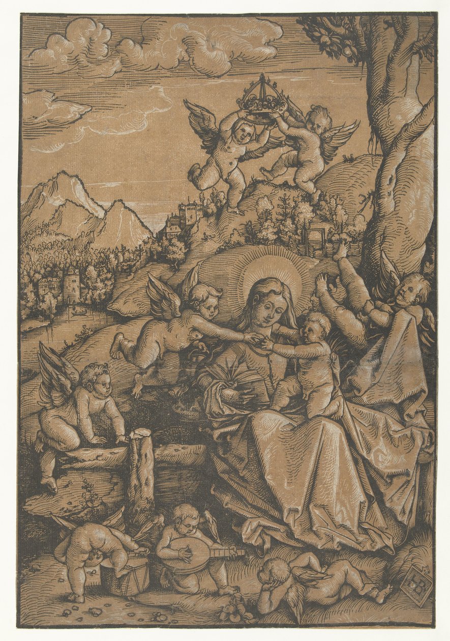 Maryja z dzieckiem z ośmioma aniołami w krajobrazie autorstwa Hans Baldung Grien