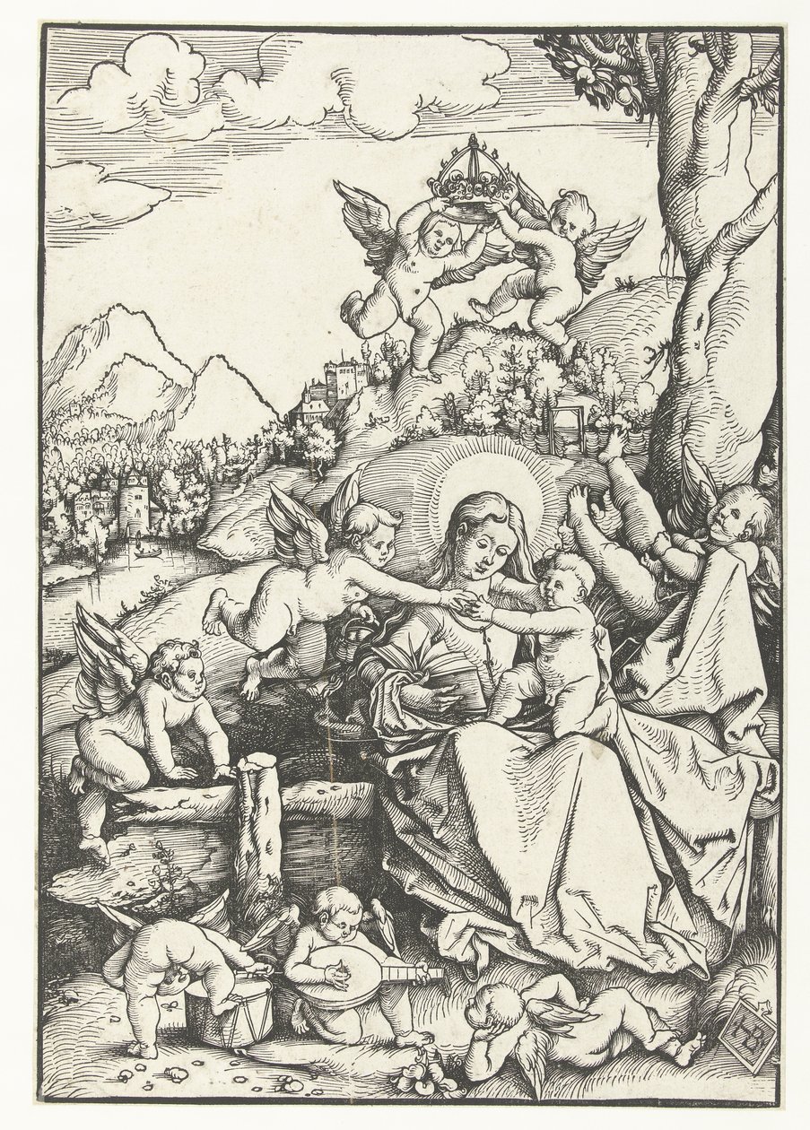 Maryja z dzieckiem z ośmioma aniołami w krajobrazie autorstwa Hans Baldung Grien
