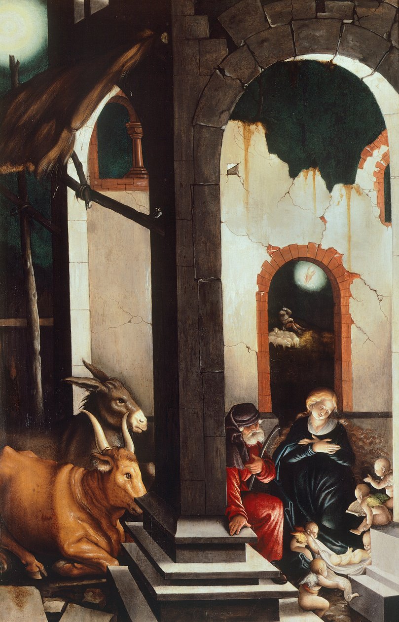 Narodzenia, Hans Baldung (1484-1485 - 1545), panel autorstwa Hans Baldung Grien