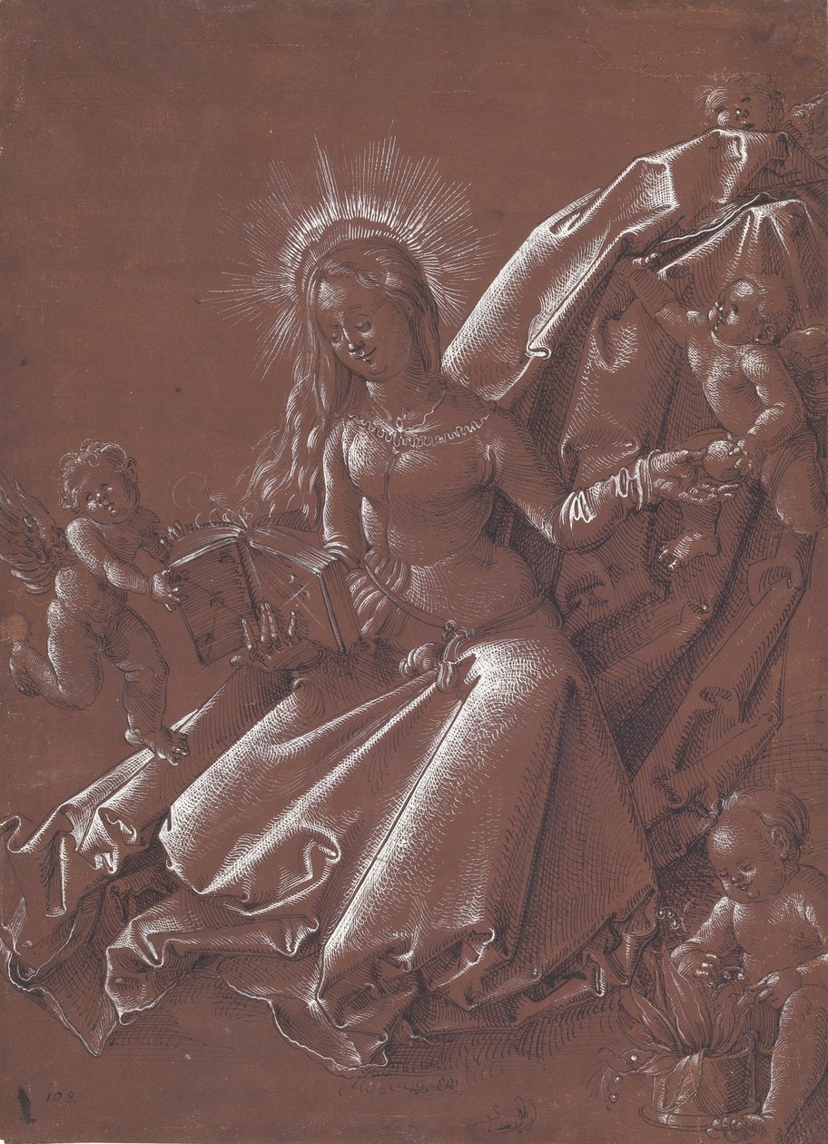Czytanie Dziewicy w otoczeniu aniołów i Dzieciątka Chrystus autorstwa Hans Baldung Grien