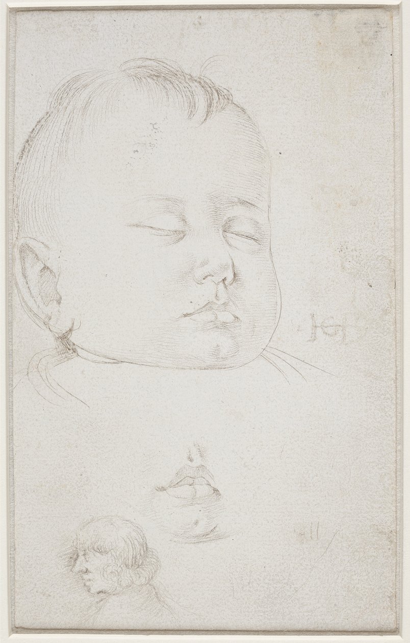 Głowa małego chłopca o profilu 3/4, półotwarte usta chłopca i autorstwa Hans Baldung Grien