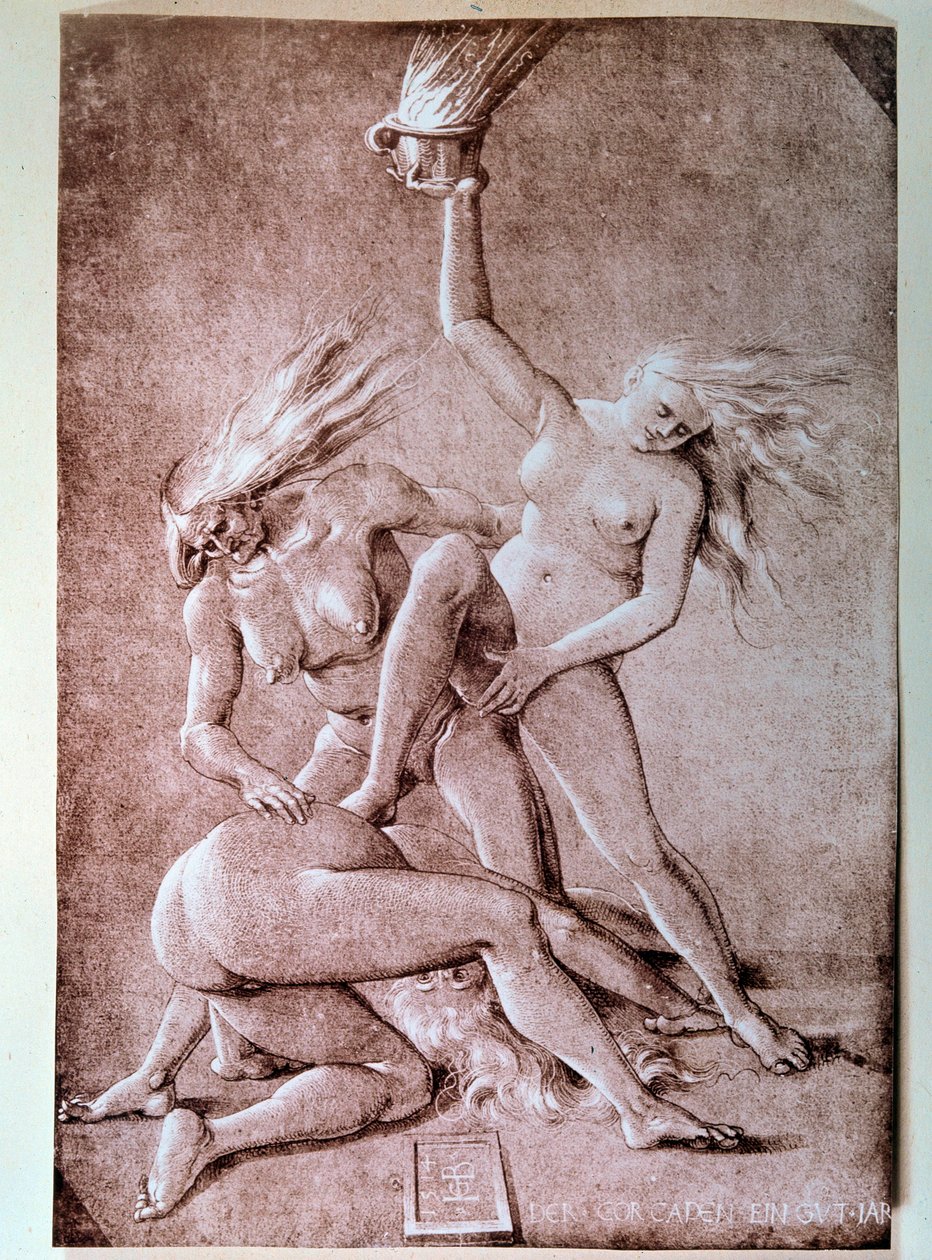 Trzy czarownice Rysunek Hansa Baldunga dit Grien (1484-1545) autorstwa Hans Baldung Grien