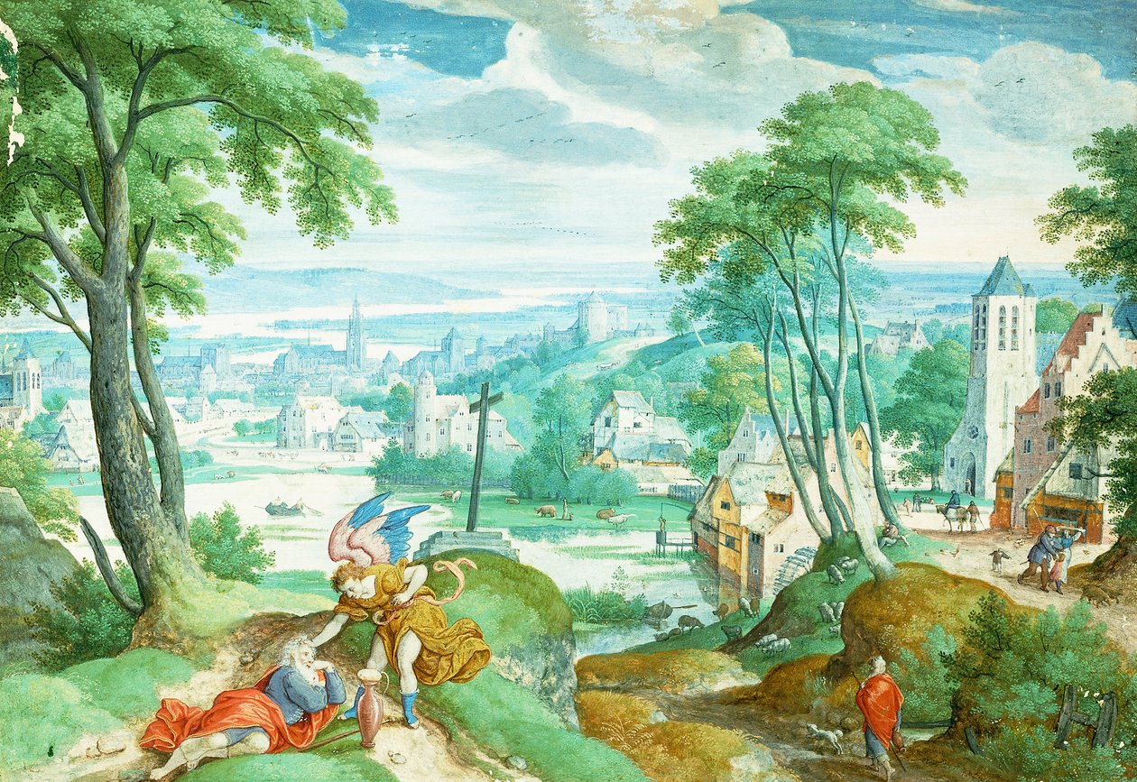 Eliasz i Anioł, 1583 autorstwa Hans Bol