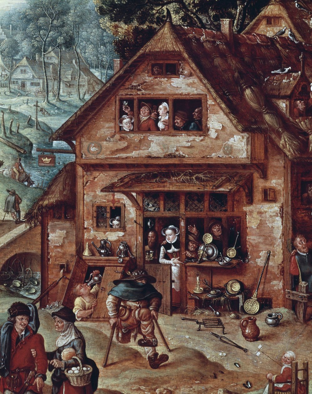 Karczma, fragment sceny wiejskiej, obraz Hansa Bola (1534-1593) autorstwa Hans Bol