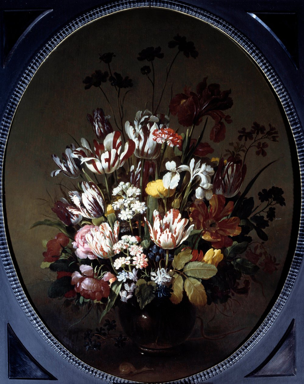 Wazon kwiatów. Obraz Hansa Bollongiera (v.1600-ap. 1644), Ec. Hol. Olej na płótnie. Wymiary: 0,83 X 0,68m. Chalon-sur-Saone, Musee Denon autorstwa Hans Bollongier