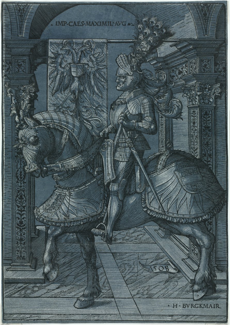 Portret konny cesarza Maksymiliana, 1508 r. autorstwa Hans Burgkmair