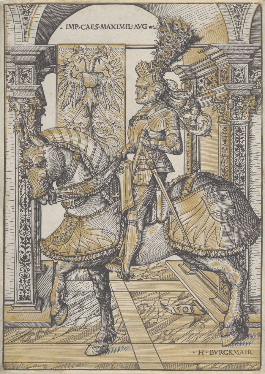 Portret konny cesarza Maksymiliana I, 1508 autorstwa Hans Burgkmair