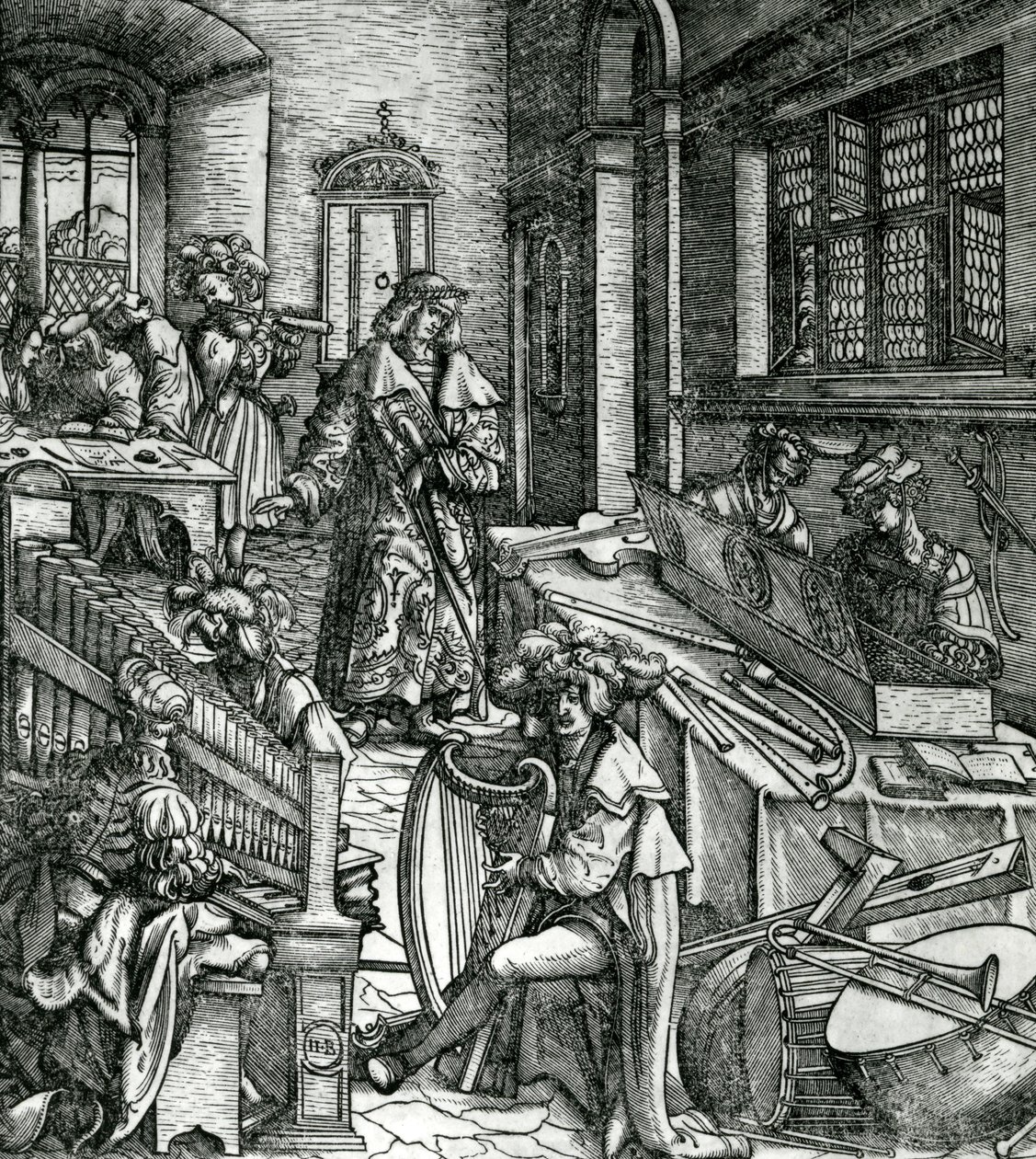 Historia muzyki, z powieści „Der Weisskunig” na cześć cesarza Maksymiliana I autorstwa Hans Burgkmair