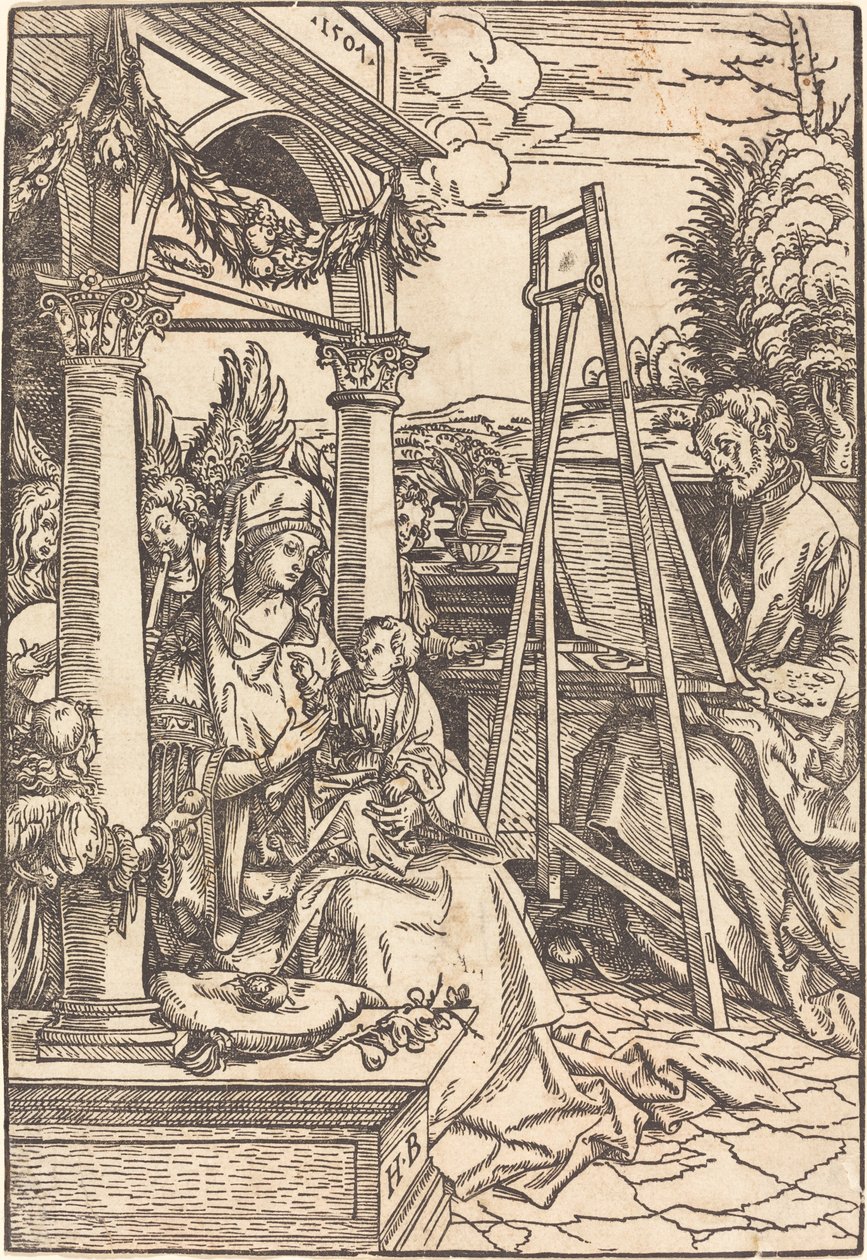 Święty Łukasz malujący Portret Dziewicy autorstwa Hans Burgkmair I