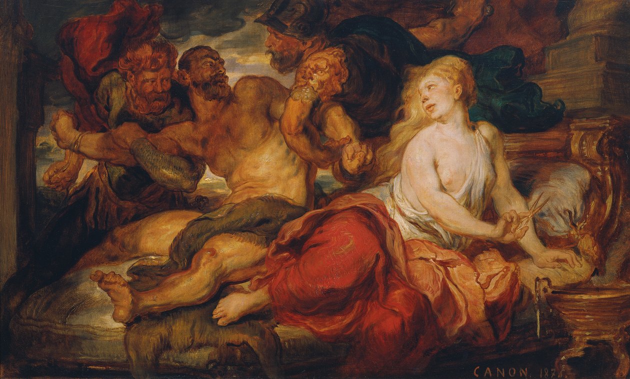 Samson i Dalila autorstwa Hans Canon